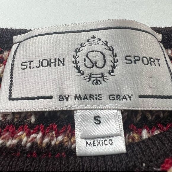St John Sport Wool Blend Knit Multicolor Sleeveless Luxury Normcore Sweater SZ S - Picture 8 of 14